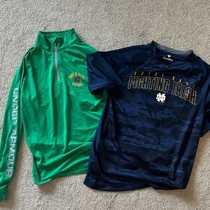 Under Armour Kids Green 1/4 Zip & Navy Fighting Irish Tee Set
